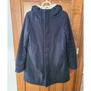Dunderdon Women's Winter Parka Sherpa Lined Navy Cancas Hooded Coat  Size S